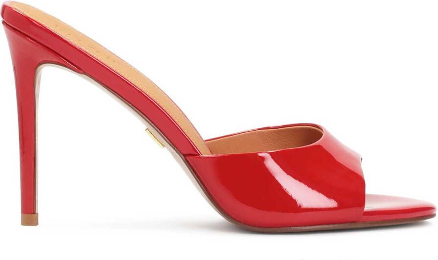 Kazar Lacquered red heeled mules