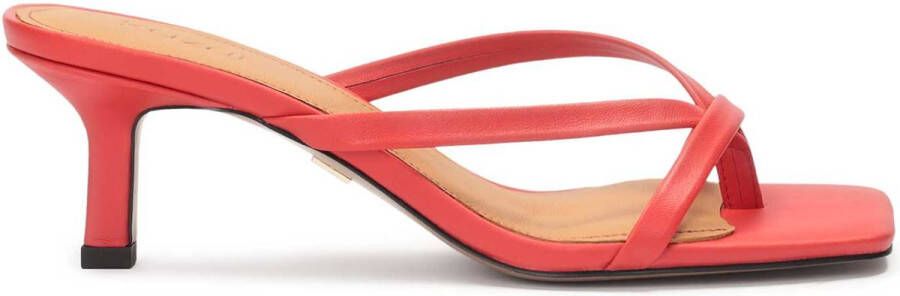 Kazar Ladies' red leather flip-flops on a heel