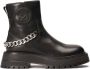 Kazar Leather black boots with zipper and chain - Thumbnail 1