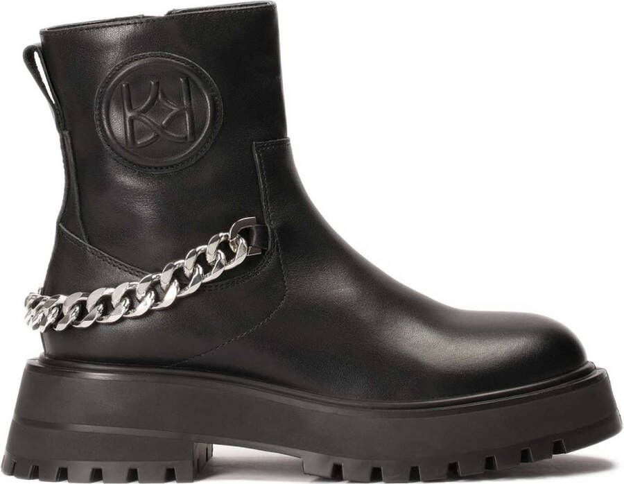 Kazar Zwarte leren laarzen met rits en ketting Black Dames