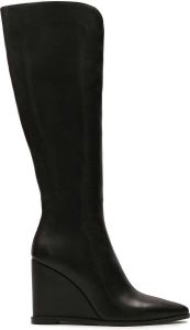 Kazar Leather boots on a platform with a pointed toe