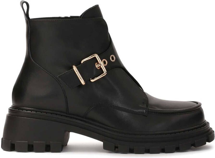 Kazar Leather boots with decorative buckle flap