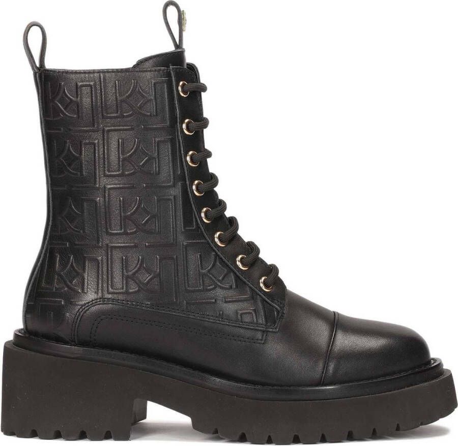 Kazar Leather boots with embossed monograms