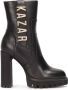 Kazar Leather boots with matte heel decorated with letters - Thumbnail 2