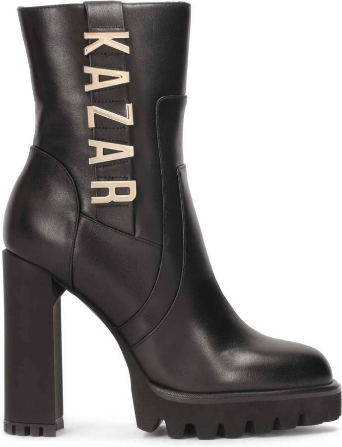 Kazar Leather boots with matte heel decorated with letters
