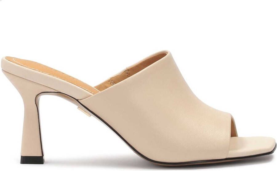 Kazar Leather mules on a tapered heel