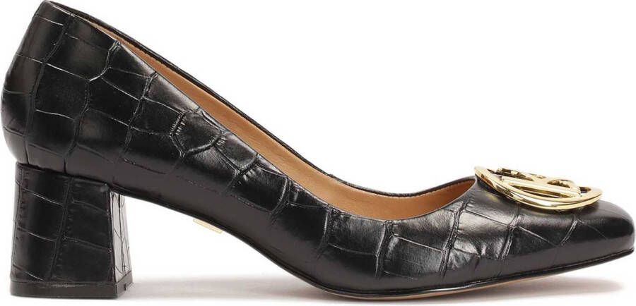 Kazar Leather pumps with a wide heel