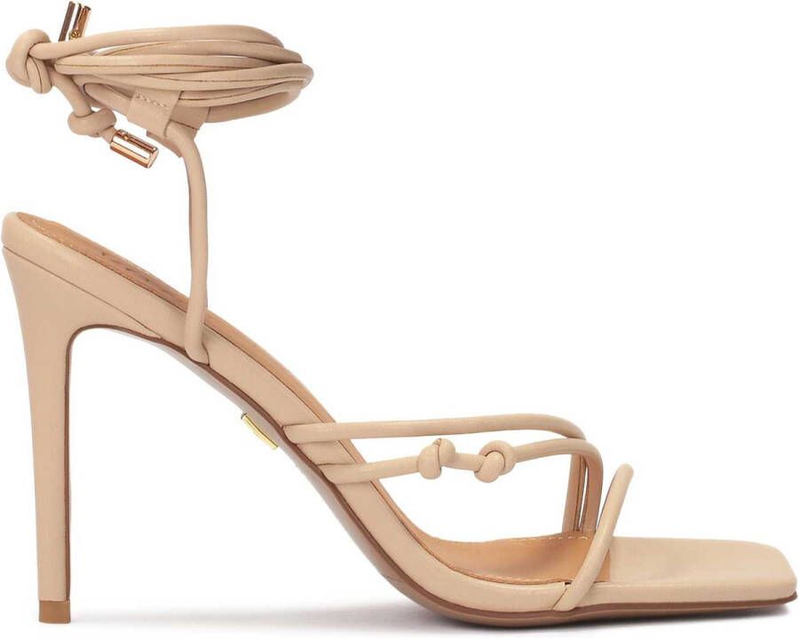 Kazar Leather sandals on a heel with a string wrapped around the ankle