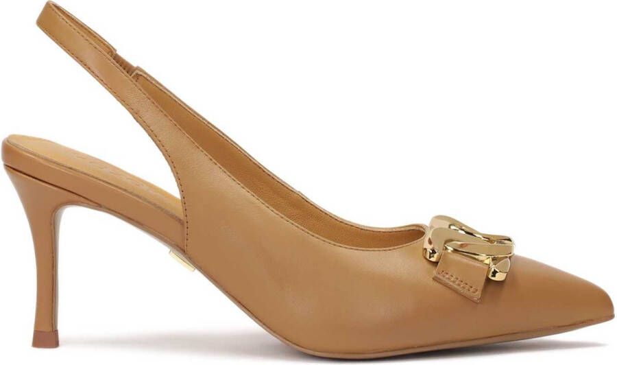 Kazar Leather slingback pumps with a chain
