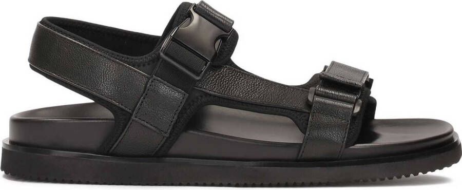 Kazar Heren leren sandalen met verstelbare banden Black Heren