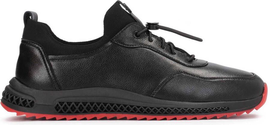 Kazar Modieuze leren sneakers op een interessante zool Black Heren
