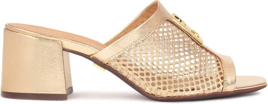 Kazar Openwork gold flip-flops decorated with a monogram