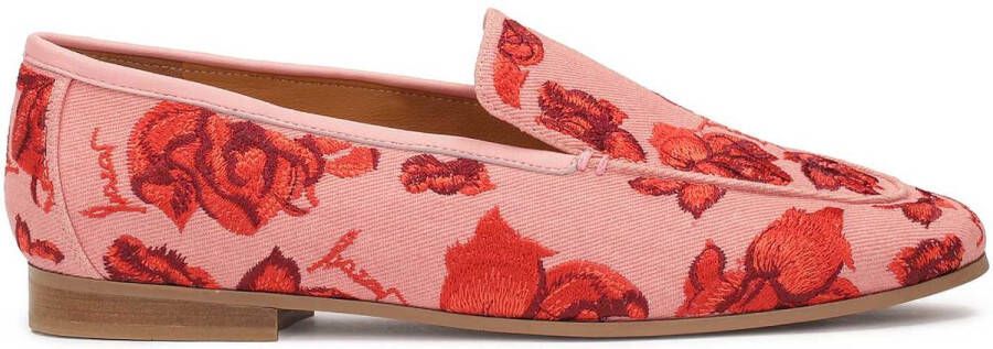 Kazar Pink half shoes with red floral motif