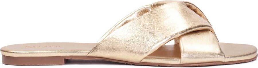 Kazar Platte muilen gemaakt van gouden leer Yellow Dames