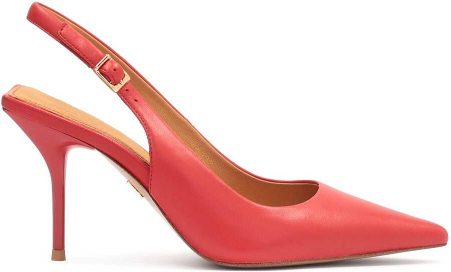 Kazar Red leather pumps with an uncovered heel