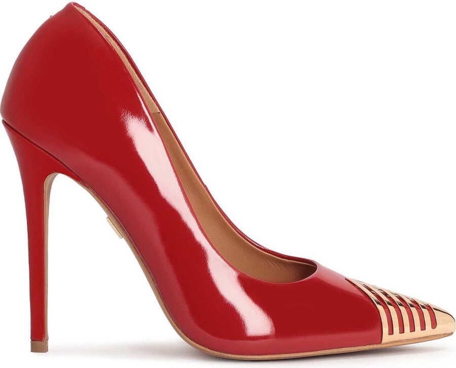 Kazar Red patent leather pumps with decorated toes