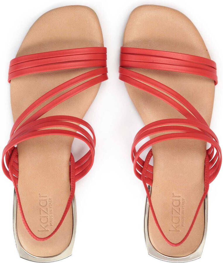 Kazar Red sandals on a flat metal heel