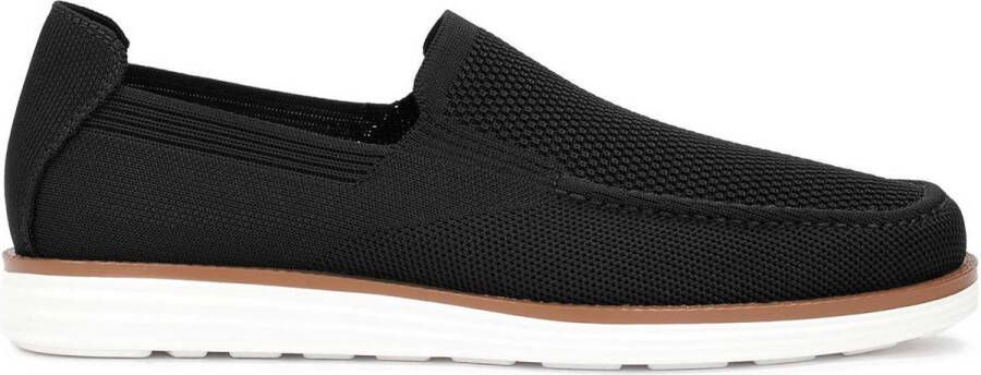 Kazar Slip-on zwarte stretchstof halfschoenen Black Heren