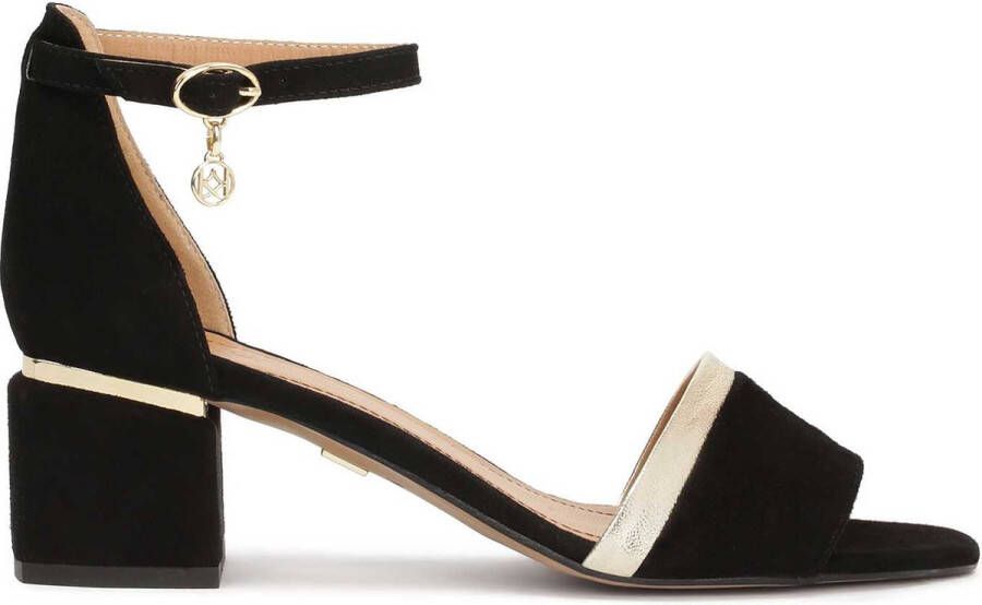 Kazar Square-heeled suede sandals with a covered heel