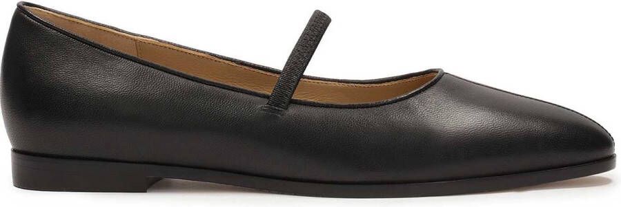 Kazar Studio Zwarte leren ballerina's met bandje Black Dames