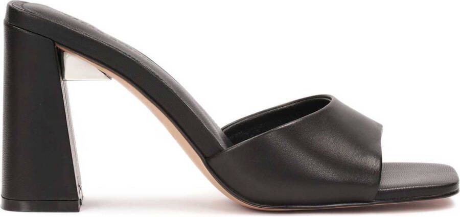 Kazar Studio Black leather flip-flops on a comfortable wedge