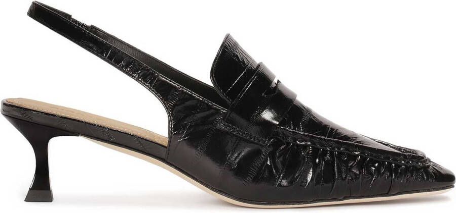 Kazar Studio Black open-toe pumps with slingback heel