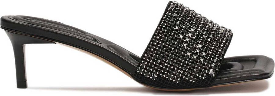 Kazar Studio Black stiletto heel mules with zircons