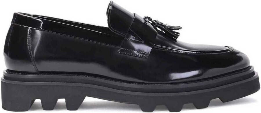 Kazar Zwarte leren loafers voor mannen met een wandelzool Black Heren