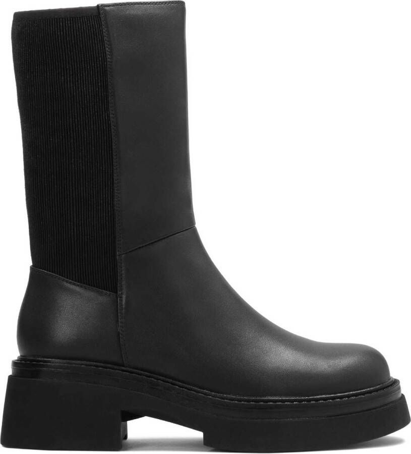 Kazar Studio Ladies black leather flat ankle boots with a straight upper