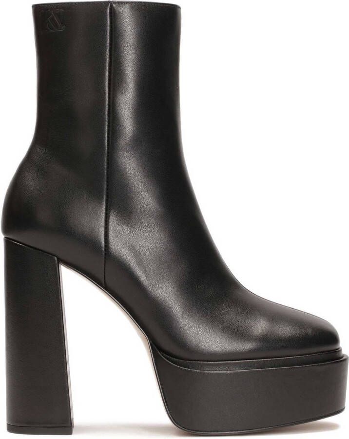 Kazar Studio Leather black boots with platform and post heel