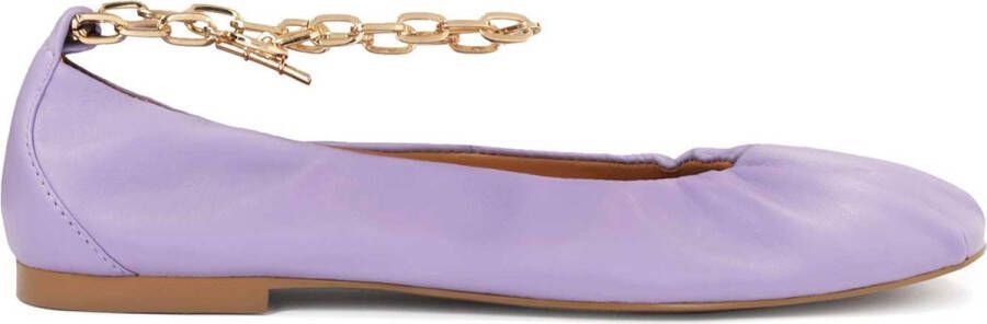 Kazar Studio Lilac leather ballerinas decorated with chain