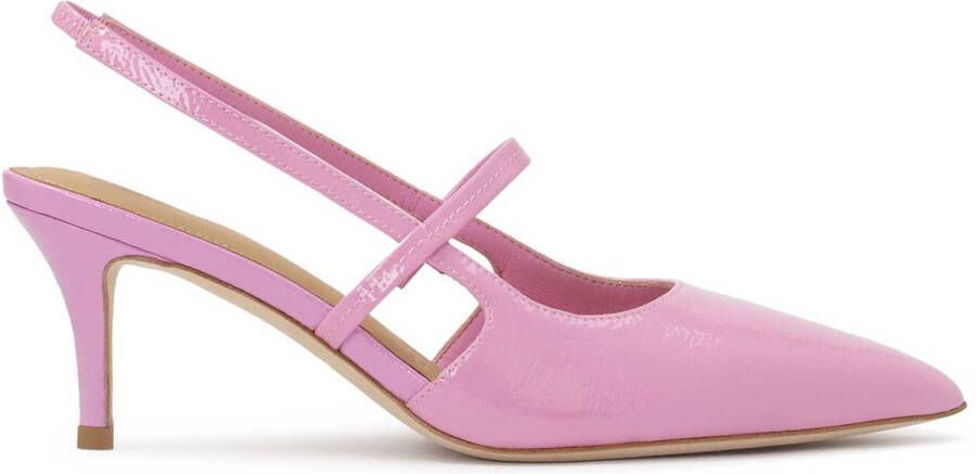 Kazar Studio Pink lacquered pumps with exposed heels