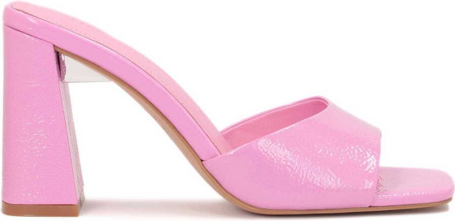 Kazar Studio Pink patent leather mules with a crease