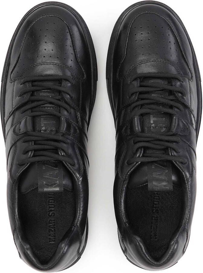 Kazar Studio Zwarte leren sneakers voor mannen op een dikke zool Black Heren