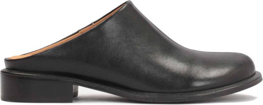 Kazar Studio Zwarte leren slippers met een ingebouwde voorkant