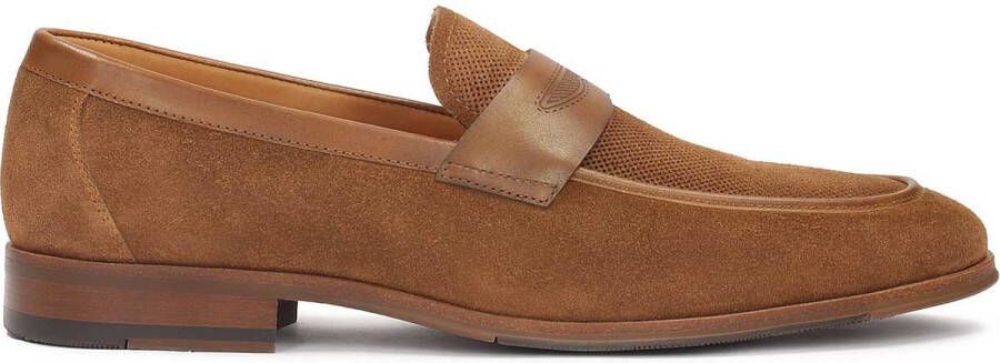 Kazar Bruine loafers van suède met perforaties Brown Heren