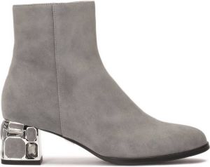 Kazar Suede grey boots with decorative heel