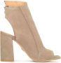 Kazar Suede peep toe booties met een open teen en hiel Beige Dames - Thumbnail 1