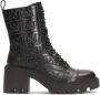 Kazar Thick heeled boots decorated with embossing - Thumbnail 1