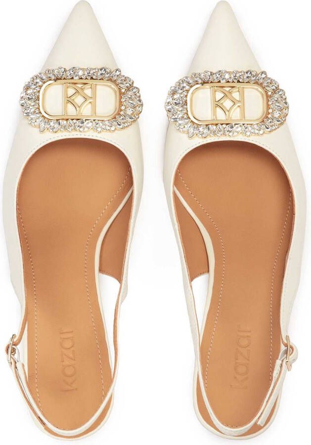 Kazar Bruiloft lage stiletto-pompen met sieradenversiering Beige Dames