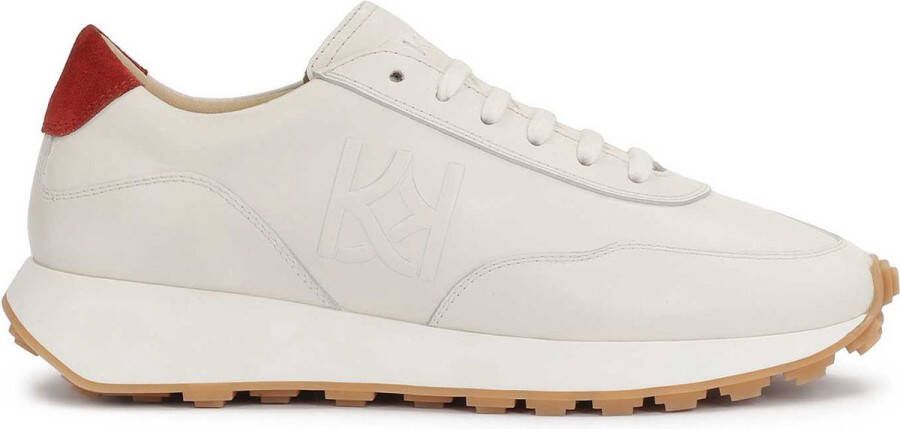 Kazar White leather sneakers with a red insert