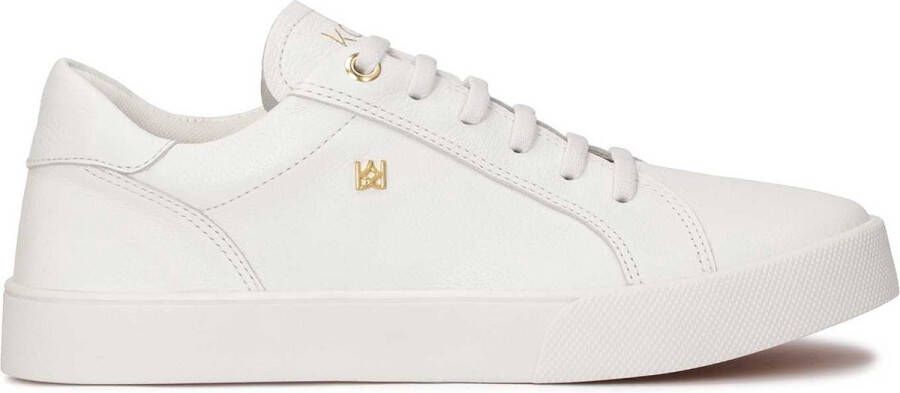 Kazar White leather sneakers with gold elements