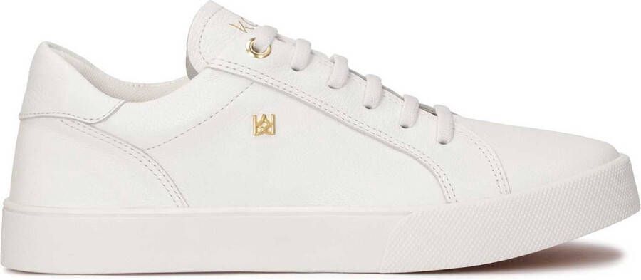 Kazar Witte leren sneakers met gouden elementen White Dames