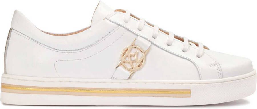 Kazar Białe skórzane sneakersy ze złotymi elementami|79257-01-51|38