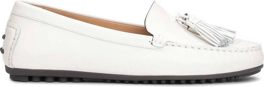 Kazar White moccasins with tassels and a comfort insole