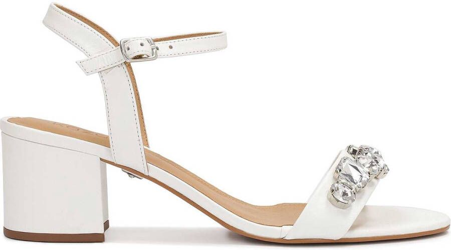 Kazar White wedding sandals on a wide heel