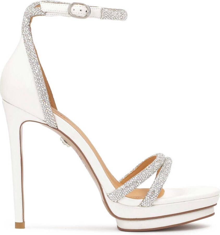 Kazar White wedding sandals with platform and crystals