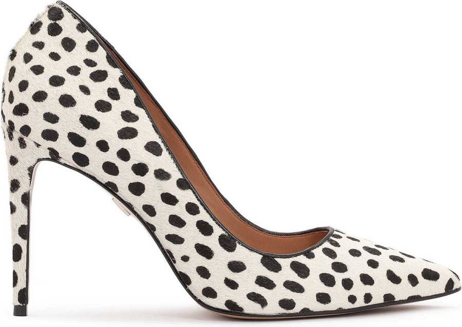 Kazar Witte echt lederen pumps met zwarte stippen