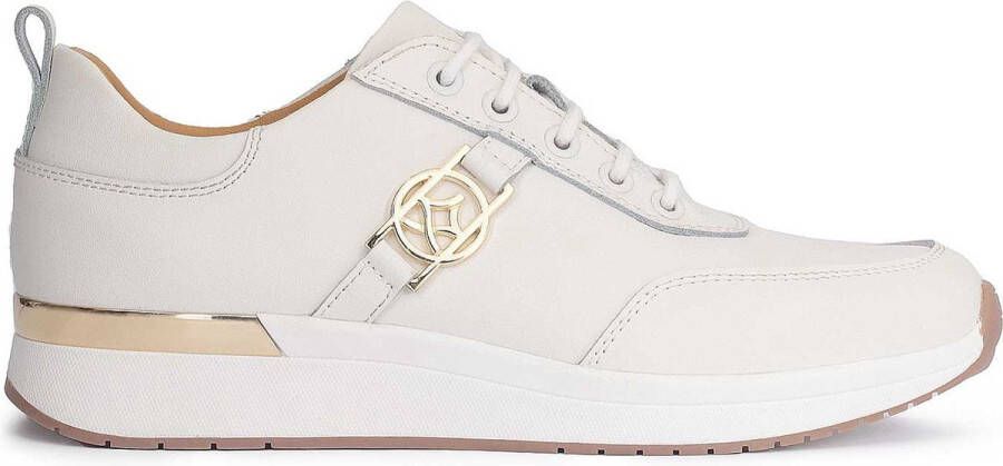 Kazar Dames witte leren sneakers in minimalistische stijl White Dames