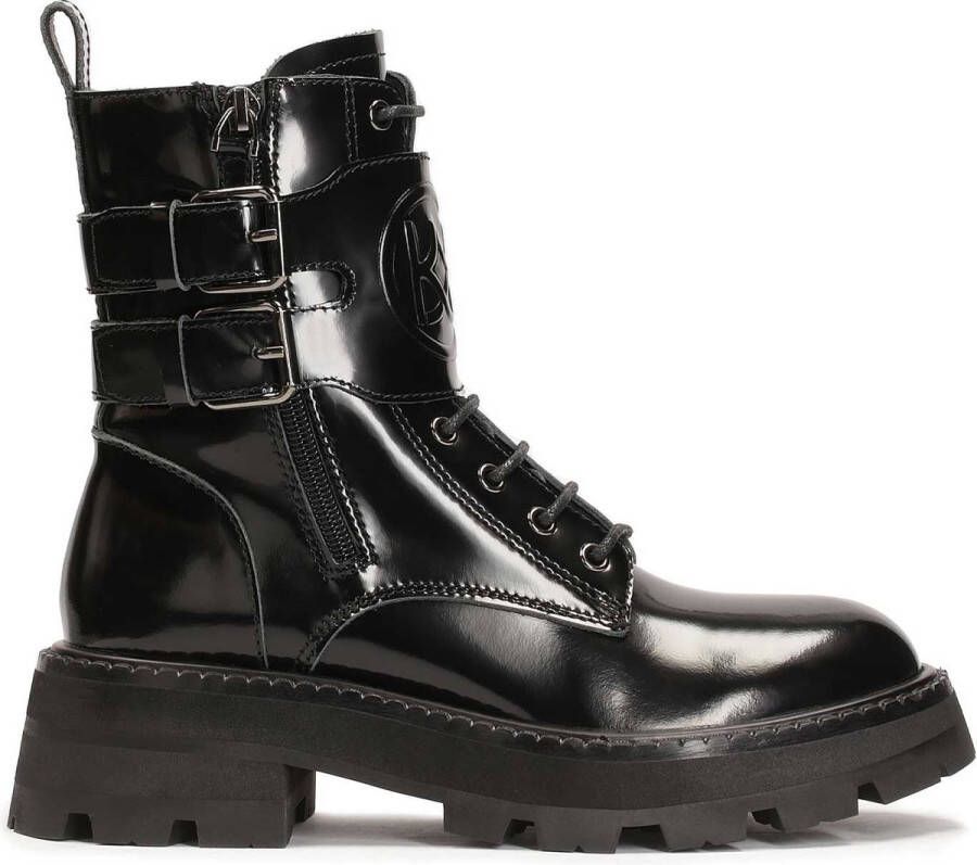 Kazar Leren laarzen voor vrouwen in militaire stijl Black Dames